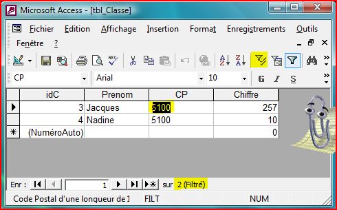 Filtre par s&eacute;lection