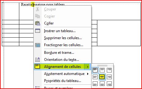 Alignement centr&eacute;